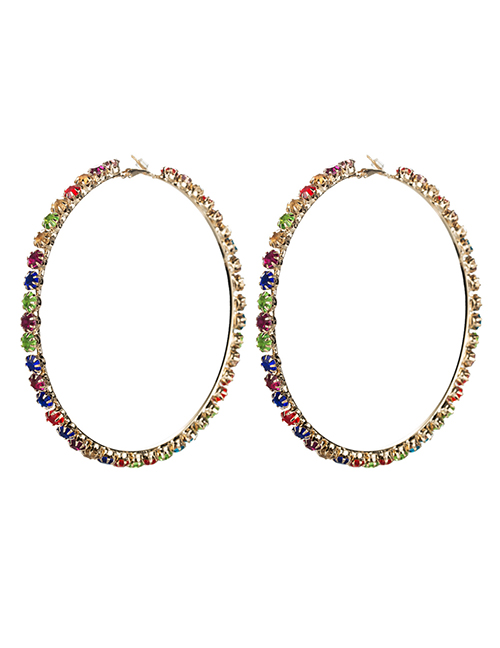 Fashion No.9 Large Circle Outer Ring With Diamond Earrings