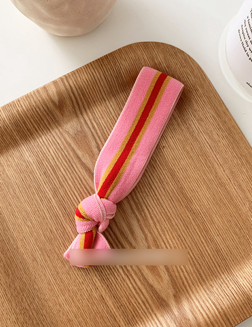 Fashion Pink Striped Knotted Wide Rubber Band