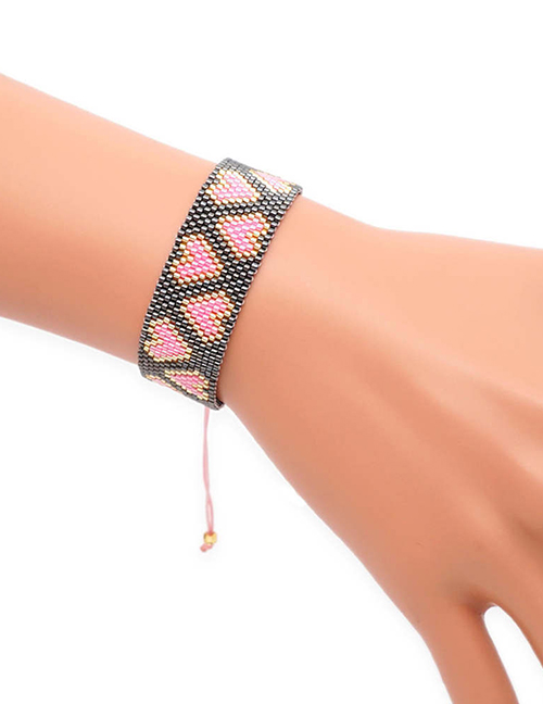 Fashion Pink Love Rice Beads Woven Bracelet