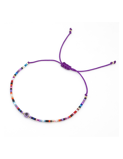 Fashion Purple Rice Beads Woven Eye Bracelet