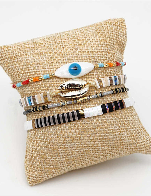 Fashion Set Color Rice Beads Woven Eye Shell Bracelet
