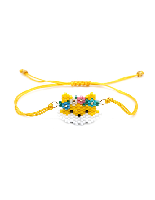 Fashion Yellow Rice Beads Weave Cartoon Fox Bracelet