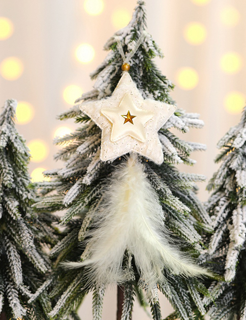 Fashion Golden Five-pointed Star Feather Pendant Christmas Tree Pendant