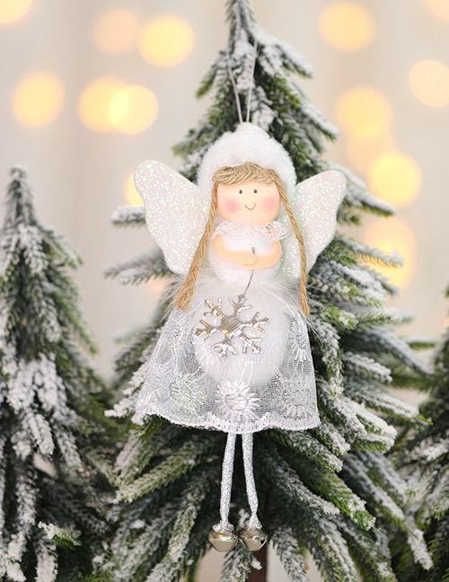 Fashion White Snowflake Angel Lace Doll Christmas Tree Pendant