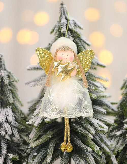 Fashion Golden Christmas Tree Angel Lace Doll Christmas Tree Pendant