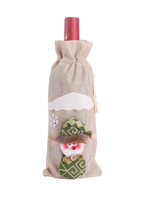 Fashion Beige Snowman Linen Wine Set Christmas Bottle Set