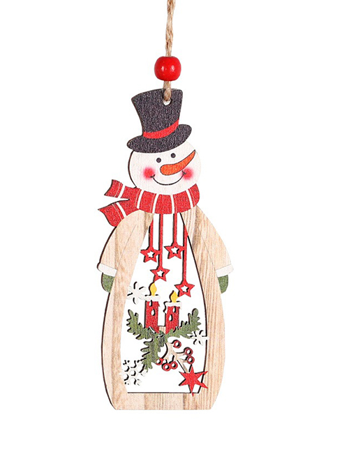 Fashion Snowman Hollow Pendant Wooden Christmas Pendant