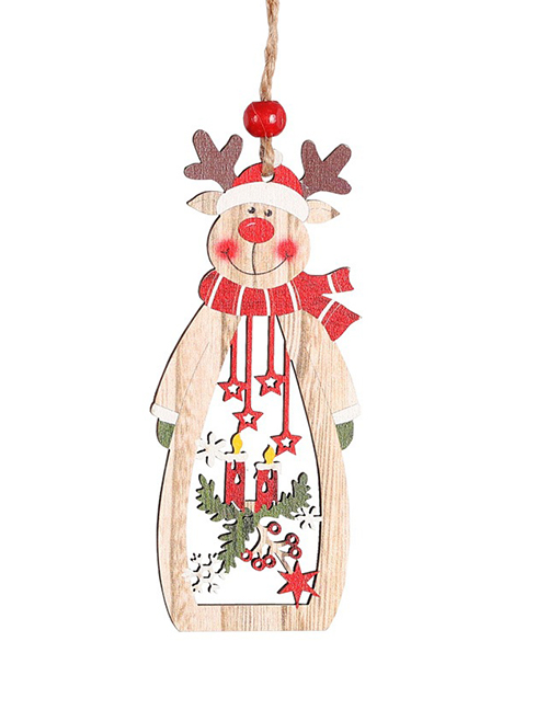 Fashion Elk Section Hollow Pendant Wooden Christmas Pendant