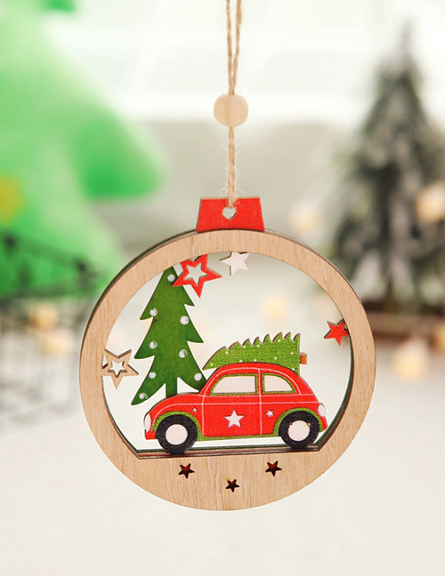 Fashion Beetle Christmas Tree Wooden Round Pendant