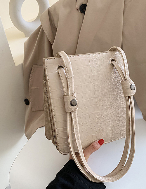 Fashion Beige Stone Pattern Shoulder Bag Multi-layer Bag