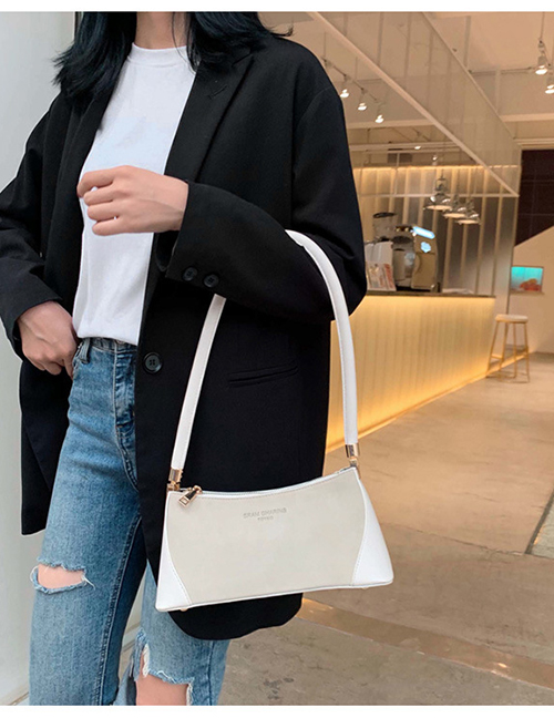 Fashion Creamy-white Scrub Stitching Crossbody Shoulder Bag
