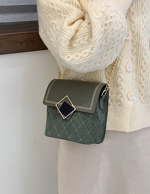 Fashion Green Lingge Embroidery Line Shoulder Messenger Bag