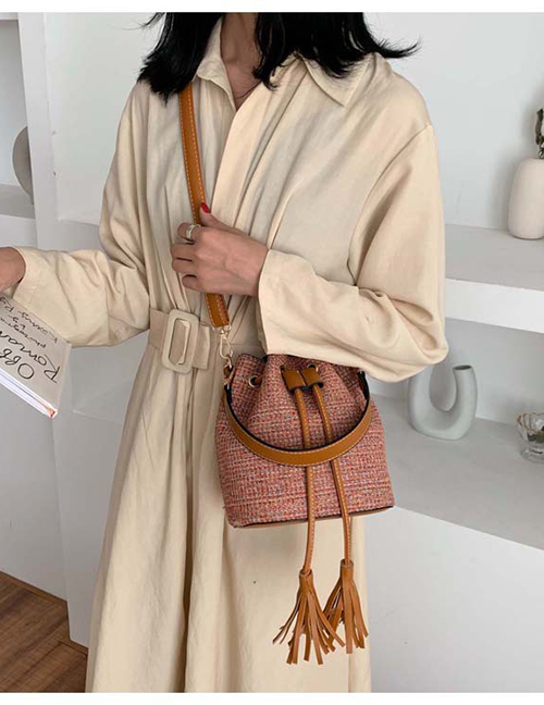 Fashion Brown Woolen Belt Tassel Crossbody Shoulder Bag