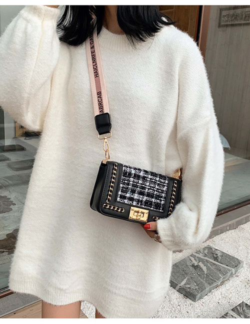 Fashion Black Woolen Messenger Shoulder Bag
