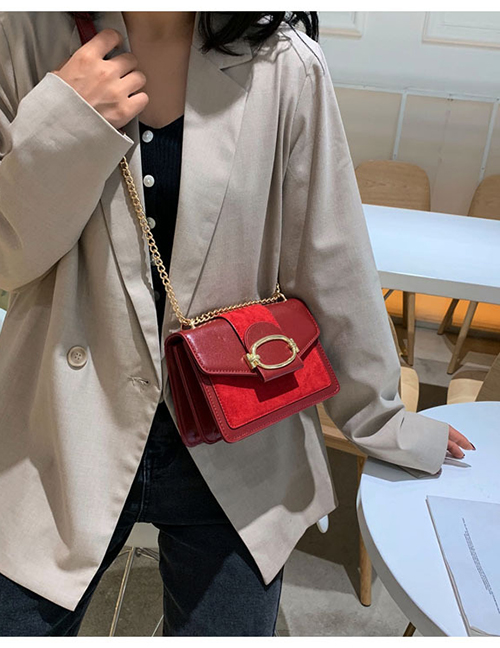Fashion Red Woolen Shoulder Chain Messenger Bag