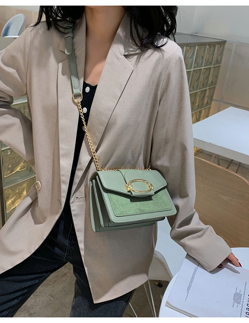 Fashion Green Woolen Shoulder Chain Messenger Bag