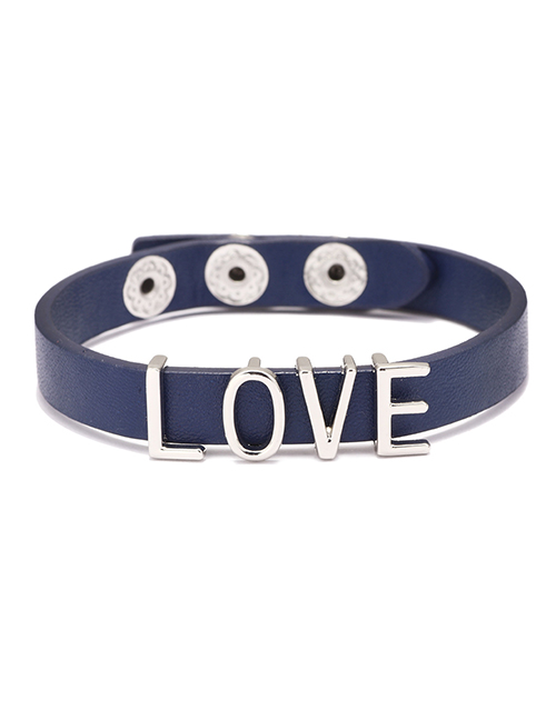 Fashion Blue Leather Love Letter Bracelet