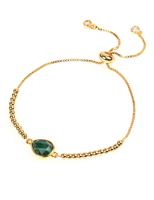 Fashion Gold Drop-shaped Malachite Gold Beads Pulled Zircon Bracelet