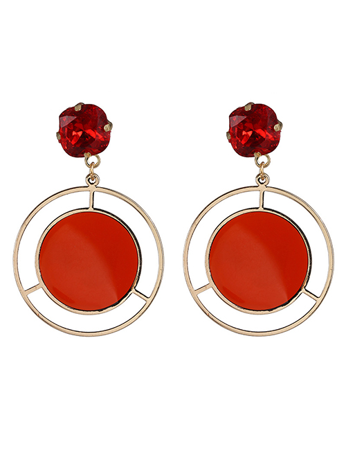 Fashion Red Geometric Round Earrings