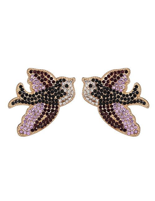 Fashion Purple Animal Swallow Stud Earrings