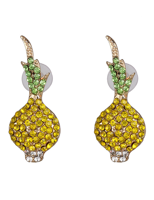 Fashion Yellow Garlic Plated Diamond Stud Earrings
