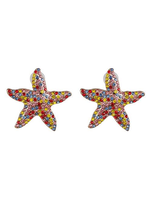 Fashion Color Color Starfish Pearl Stud Earrings