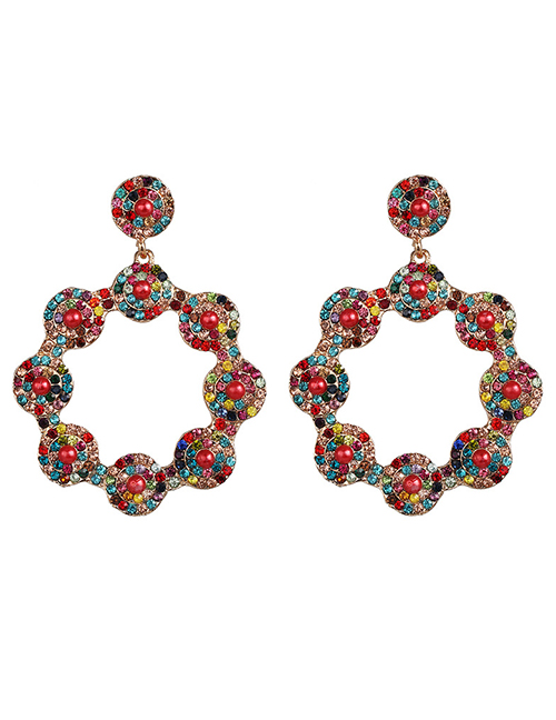 Fashion Color Diamond Flower Earrings