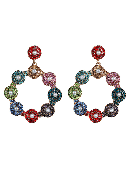 Fashion Color 1 Diamond Flower Earrings
