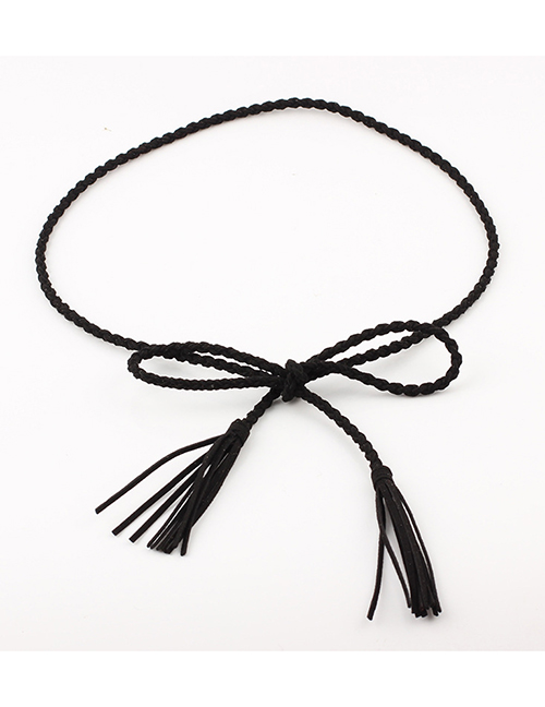 Fashion Black Woven Korean Cashmere Waist Chain