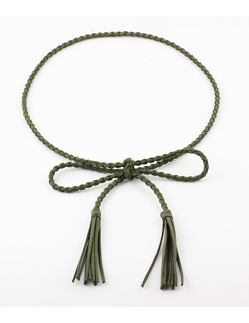 Fashion Dark Green Woven Korean Cashmere Waist Chain