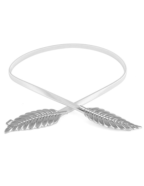 Fashion Silver Leaf Leaf Metal Elastic Chain Waist Chain