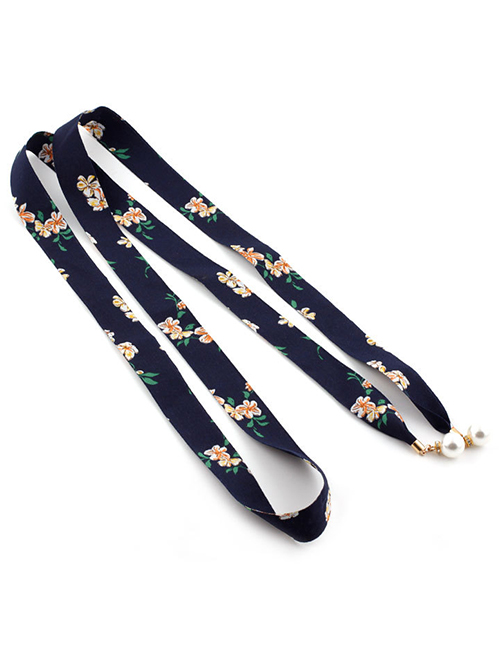 Fashion Zhang Qing Floral Scarf Knotted Pearl Chiffon Ribbon Silk Girdle