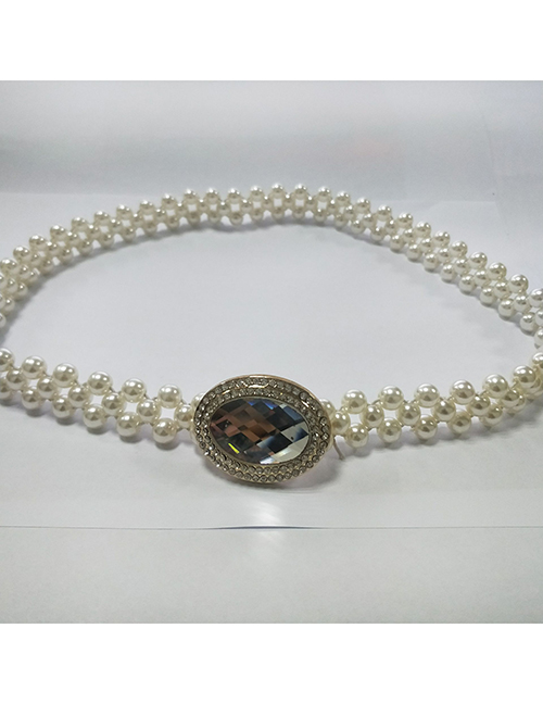 Fashion White Pearl Bow Elastic Waist Chain