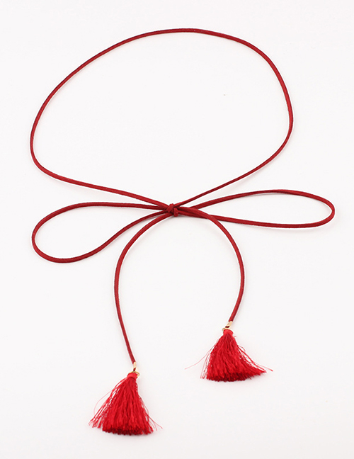 Fashion Red Bow Fringed Thin Waist Chain