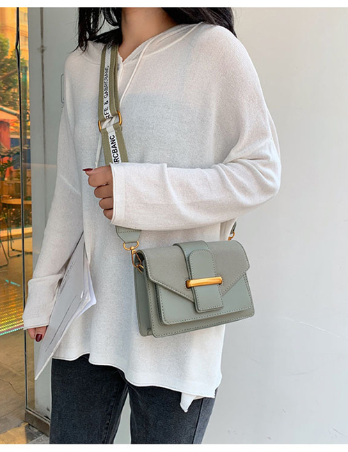 Fashion Green Wide Shoulder Strap Sanding Messenger Bag
