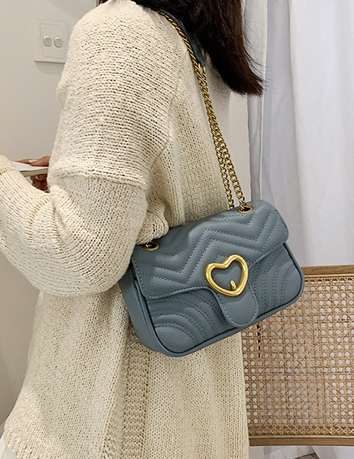 Fashion Blue Heart-shaped Lock Collar Messenger Handbag