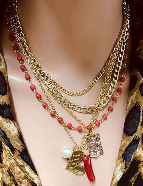 Fashion Gold Multi-layer Alloy Love Love Necklace