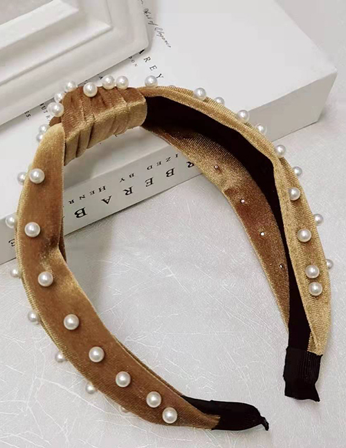 Fashion Gold Nail Pearl Velvet Knotted Headband