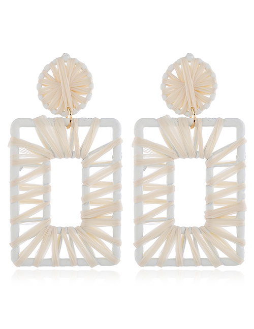 Fashion White Braided Geometric Earrings