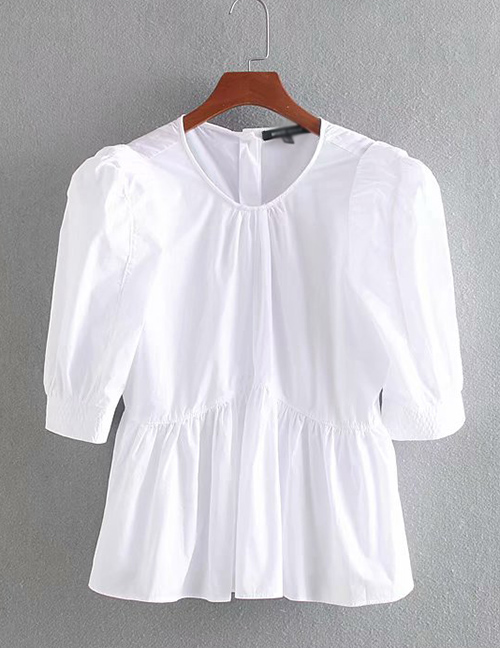 Fashion White Wavy-edged Poplin Shirt