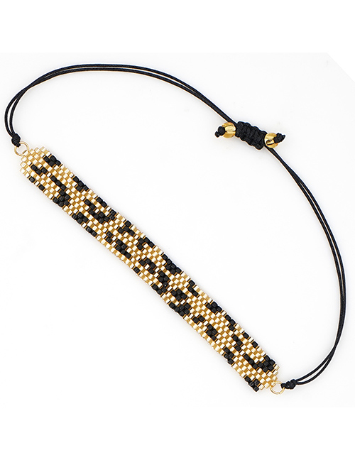 Black Rice Beaded Leopard Bracelet