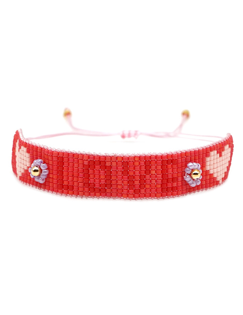 Red Rice Beads Woven Letters Love Bracelet