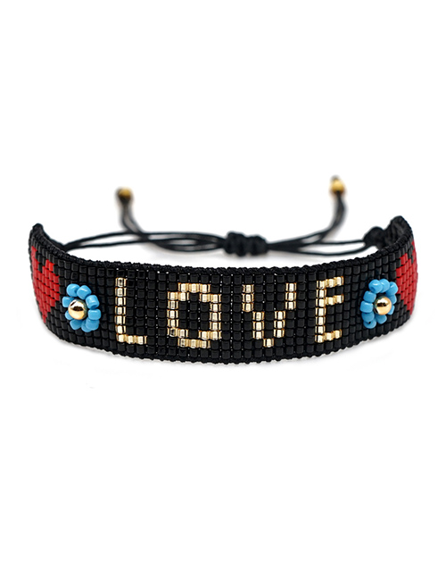 Black Rice Beads Woven Letters Love Bracelet
