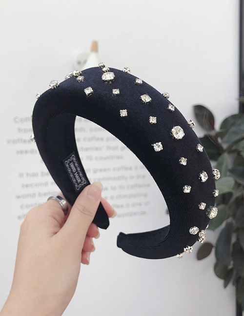 Fashion Black Sponge Wide-necked Nail Diamond Headband