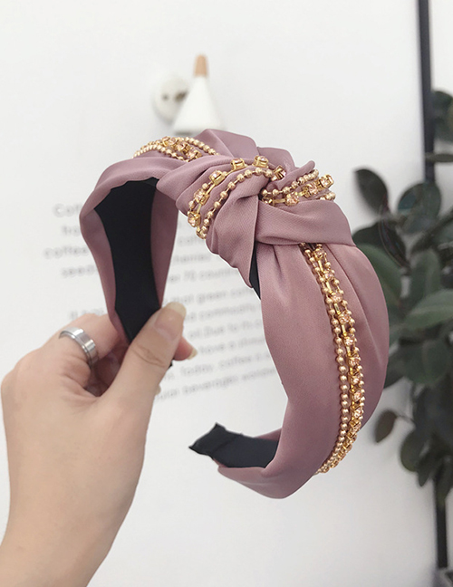 Fashion Pink Diamond Chain Knotted Wide-brimmed Headband