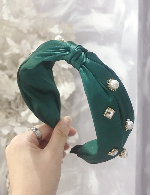 Fashion Green Knotted Diamond Wide-brimmed Headband