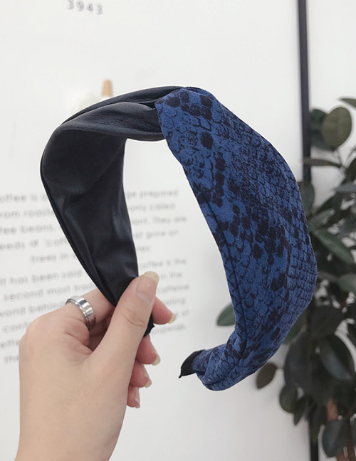 Fashion Blue Snake Pu Suede Cross Hit Color Hook Hook Headband