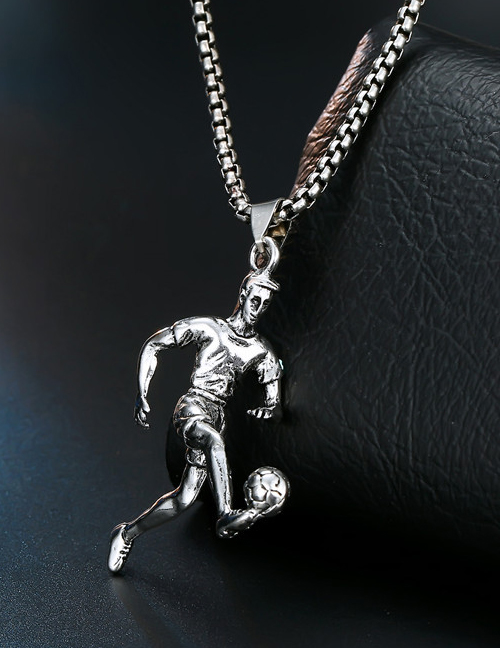 Fashion Kicking Boy Silver Motorcycle Horn Necklace