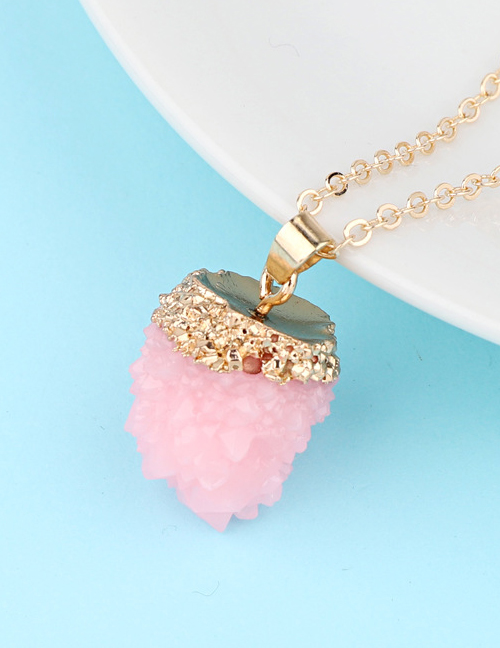 Fashion Pink Yangmei Ball Imitation Natural Stone Resin Necklace