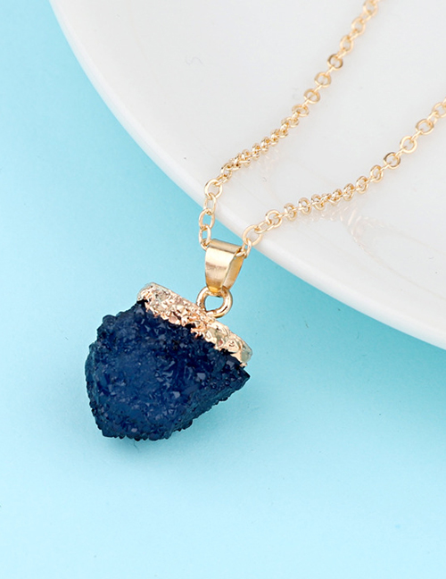 Fashion Dark Blue Yangmei Ball Imitation Natural Stone Resin Necklace